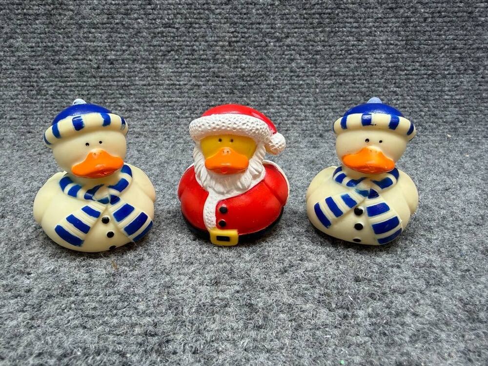 Rubber Duck Set of 3 Christmas Santa Snowman Winter Bath Toy
